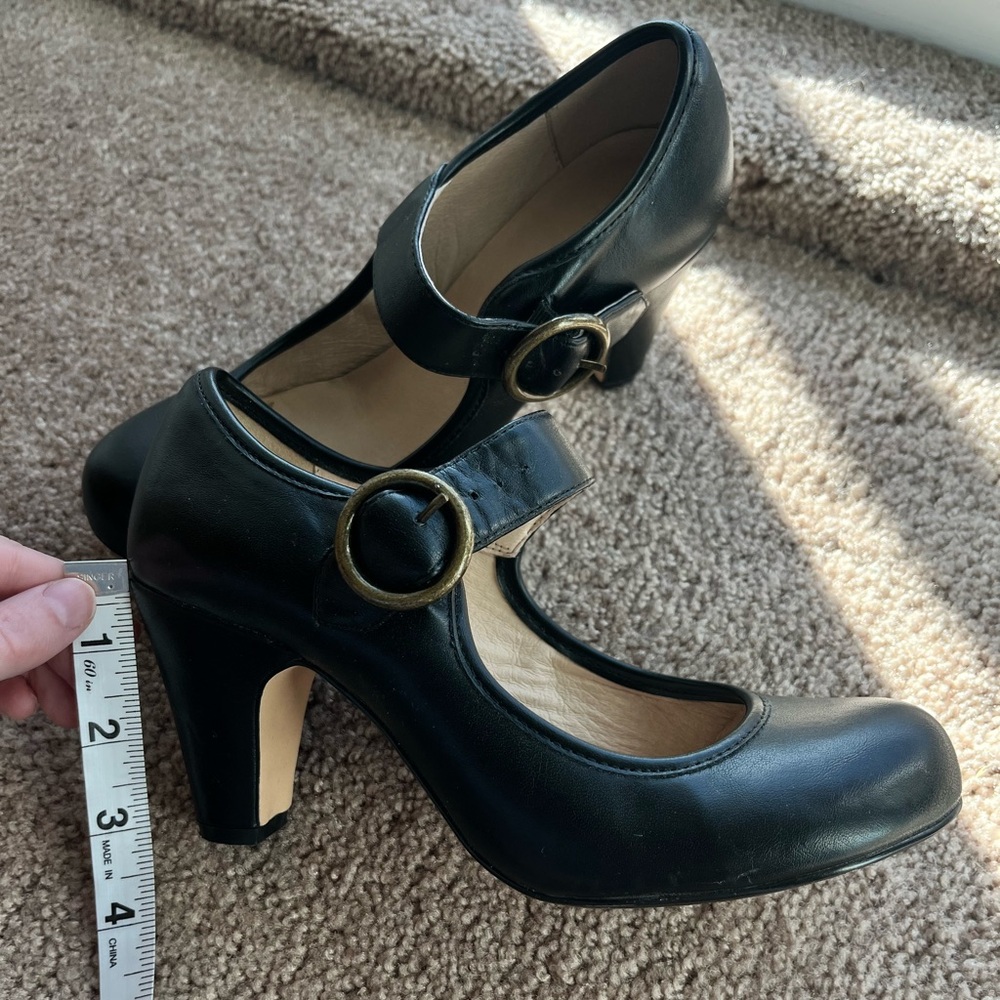 Chelsea Crew Madeline Mary Jane Heels Vintage Inspired Black Size 37 / 6 - 6.5